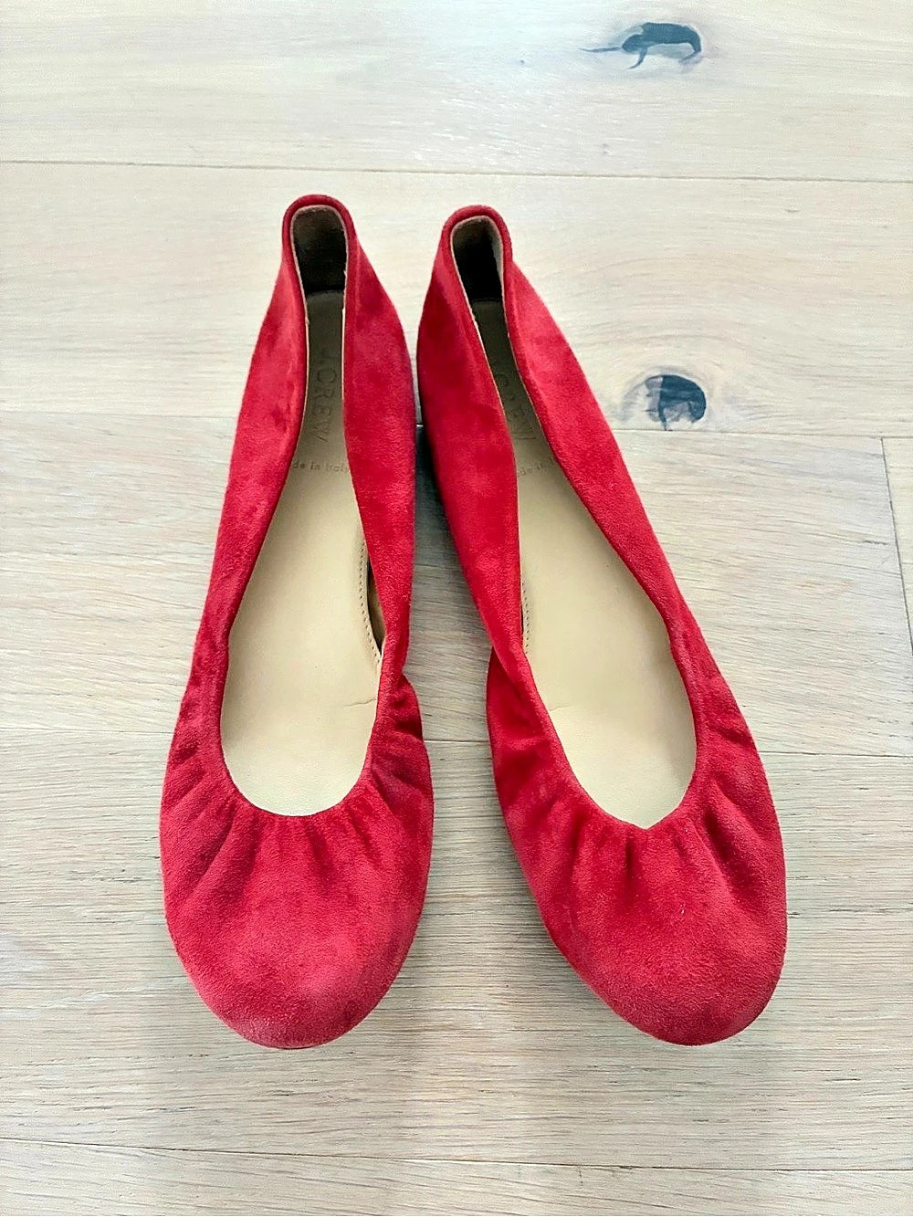 J.Crew Red Suede Ballet Flats